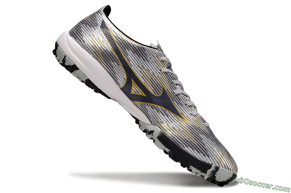 Mizuno Alpha Beta TF Artificial Turf Soccer Shoes - Silver/Grey/Gold 4