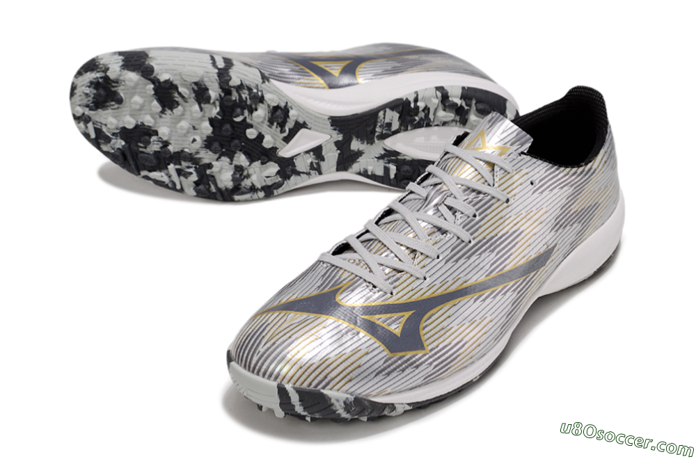 Mizuno Alpha Beta TF Artificial Turf Soccer Shoes - Silver/Grey/Gold 3