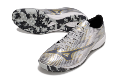 Mizuno Alpha Beta TF Artificial Turf Soccer Shoes - Silver/Grey/Gold