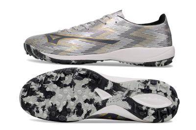 Mizuno Alpha Beta TF Artificial Turf Soccer Shoes - Silver/Grey/Gold