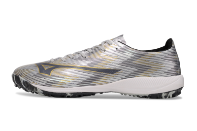 Mizuno Alpha Beta TF Artificial Turf Soccer Shoes - Silver/Grey/Gold