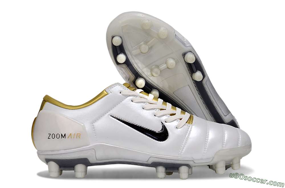 Nike Air Zoom Total 90 III FG Firm Ground Soccer Cleats - White/Black/Gold 1