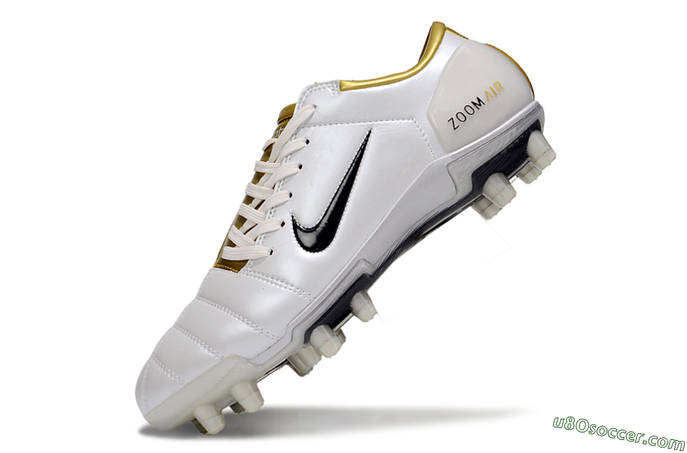 Nike Air Zoom Total 90 III FG Firm Ground Soccer Cleats - White/Black/Gold 5