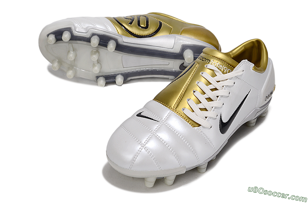 Nike Air Zoom Total 90 III FG Firm Ground Soccer Cleats - White/Black/Gold 3