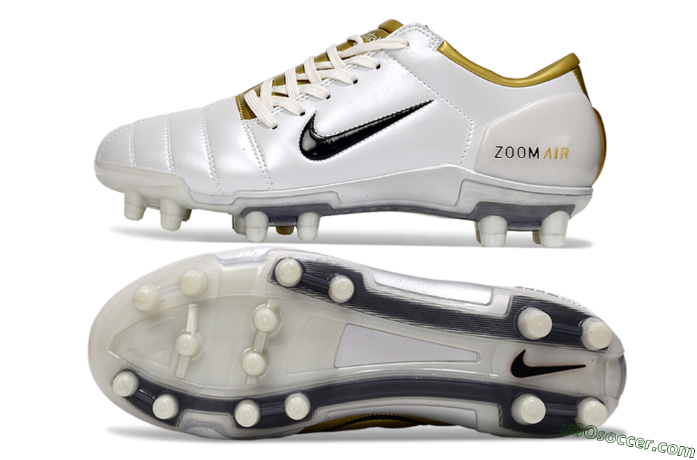 Nike Air Zoom Total 90 III FG Firm Ground Soccer Cleats - White/Black/Gold 0