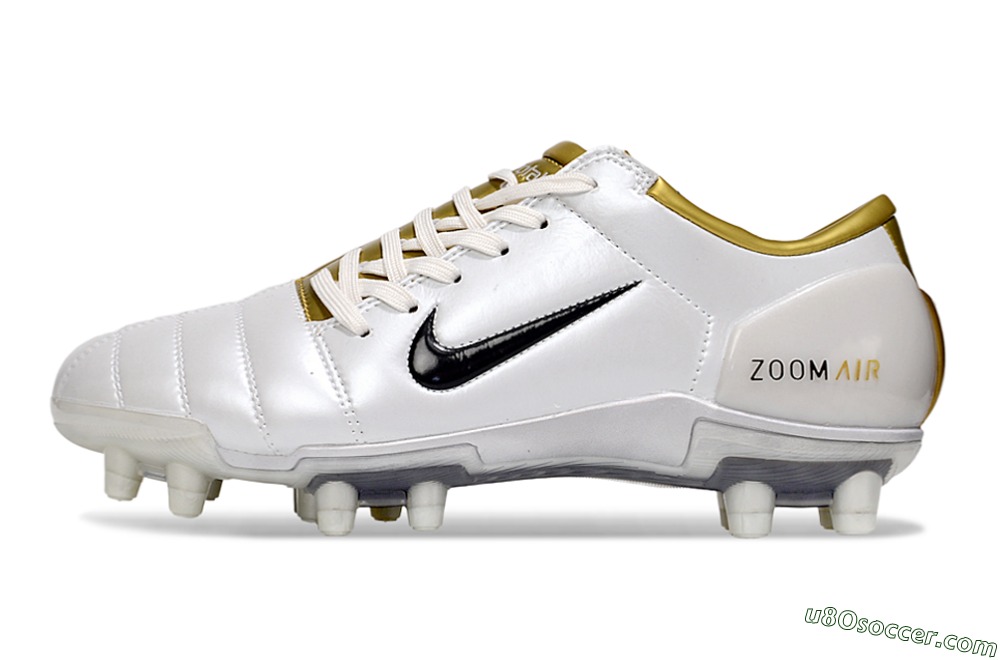 Nike Air Zoom Total 90 III FG Firm Ground Soccer Cleats - White/Black/Gold 2