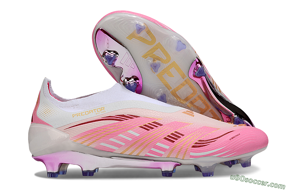 Adidas 25 Predator Elite Laceless FG Firm Ground Soccer Cleats - Pink/White/Gold 1