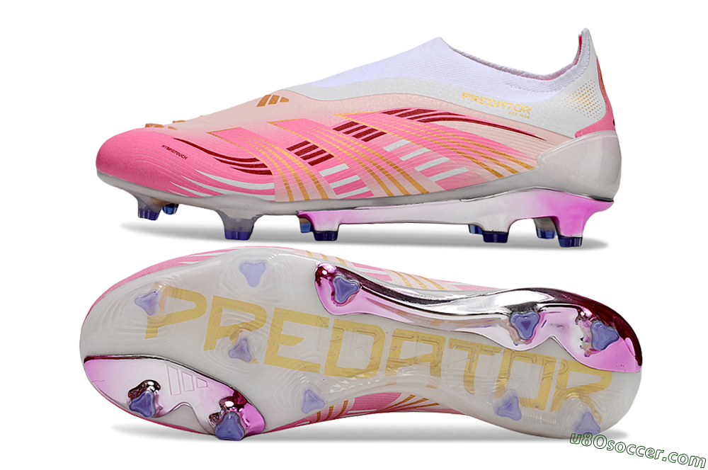 Adidas 25 Predator Elite Laceless FG Firm Ground Soccer Cleats - Pink/White/Gold 0