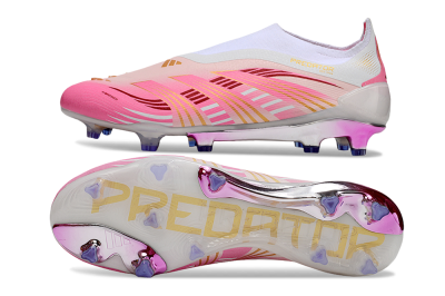 Adidas 25 Predator Elite Laceless FG Firm Ground Soccer Cleats - Pink/White/Gold