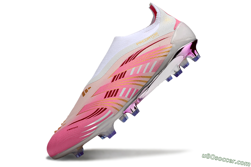 Adidas 25 Predator Elite Laceless FG Firm Ground Soccer Cleats - Pink/White/Gold 5