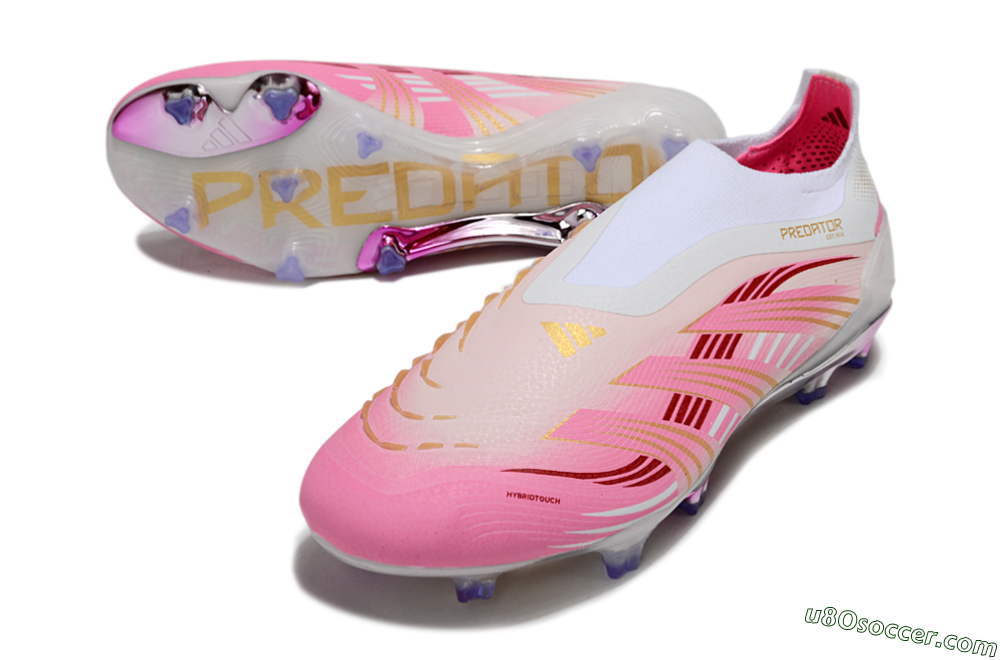 Adidas 25 Predator Elite Laceless FG Firm Ground Soccer Cleats - Pink/White/Gold 3
