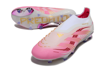 Adidas 25 Predator Elite Laceless FG Firm Ground Soccer Cleats - Pink/White/Gold