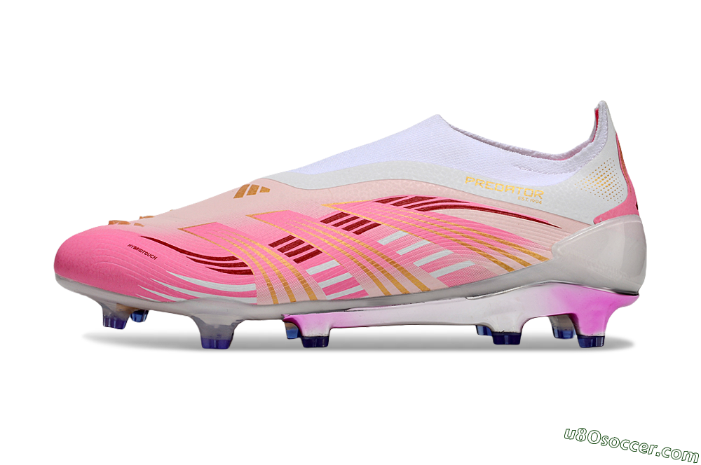Adidas 25 Predator Elite Laceless FG Firm Ground Soccer Cleats - Pink/White/Gold 2