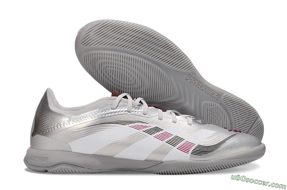 Adidas Predator 25 Elite IC Indoor & Futsal Soccer Shoes - Silver/White/Red 1