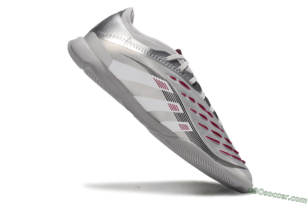 Adidas Predator 25 Elite IC Indoor & Futsal Soccer Shoes - Silver/White/Red 4