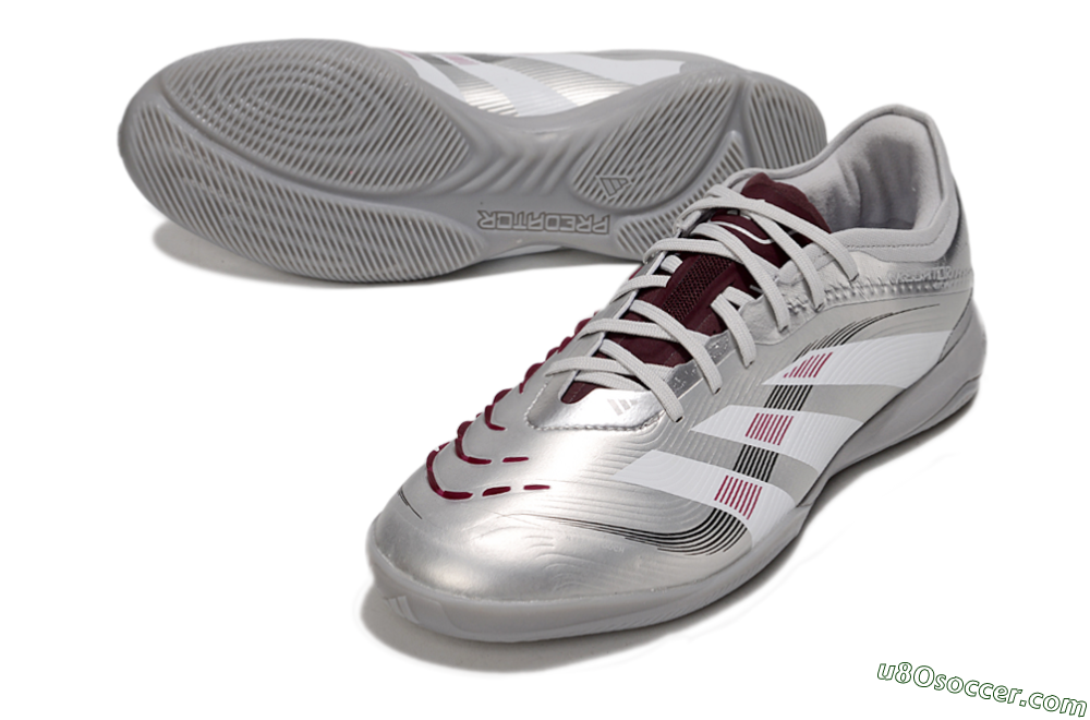 Adidas Predator 25 Elite IC Indoor & Futsal Soccer Shoes - Silver/White/Red 3