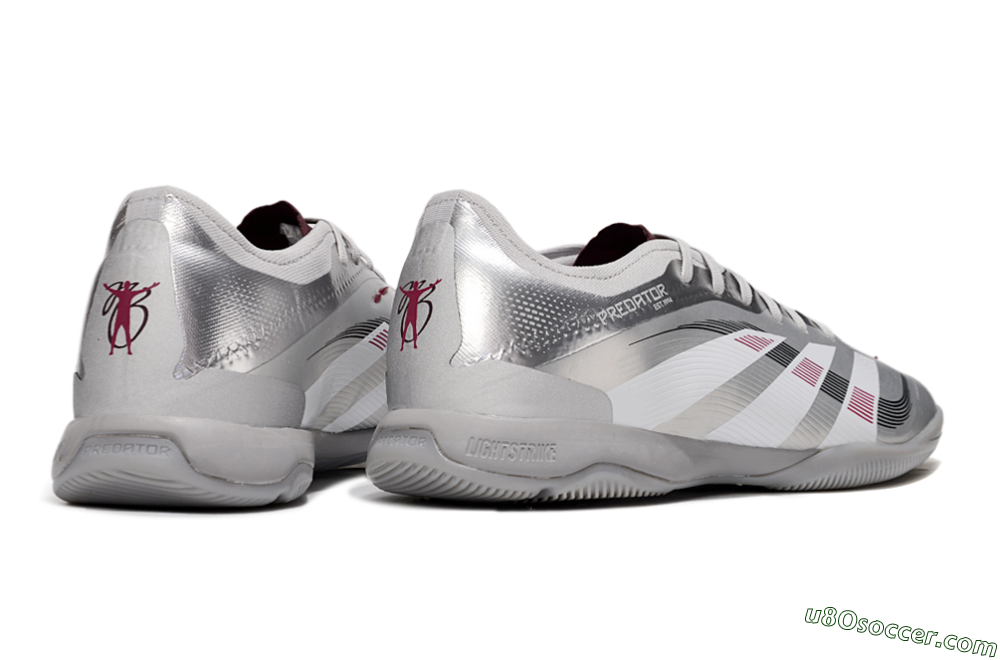 Adidas Predator 25 Elite IC Indoor & Futsal Soccer Shoes - Silver/White/Red 6