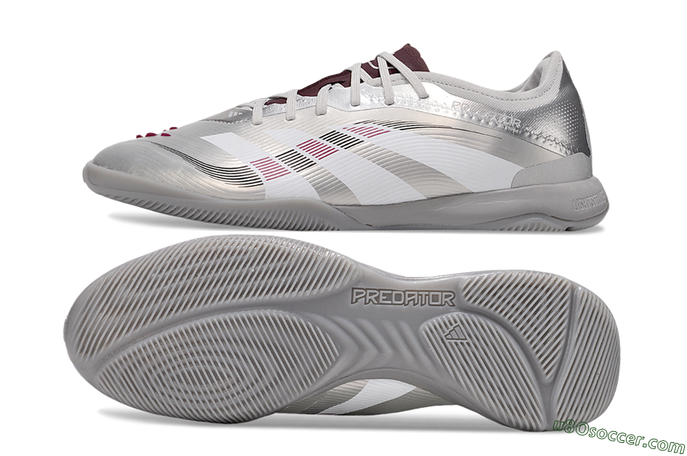 Adidas Predator 25 Elite IC Indoor & Futsal Soccer Shoes - Silver/White/Red 0