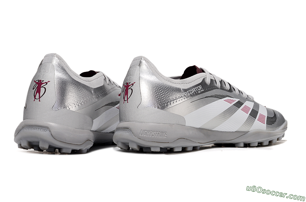Adidas Predator 25 Elite TF Artificial Turf Soccer Shoes - Silver/White/Red 6