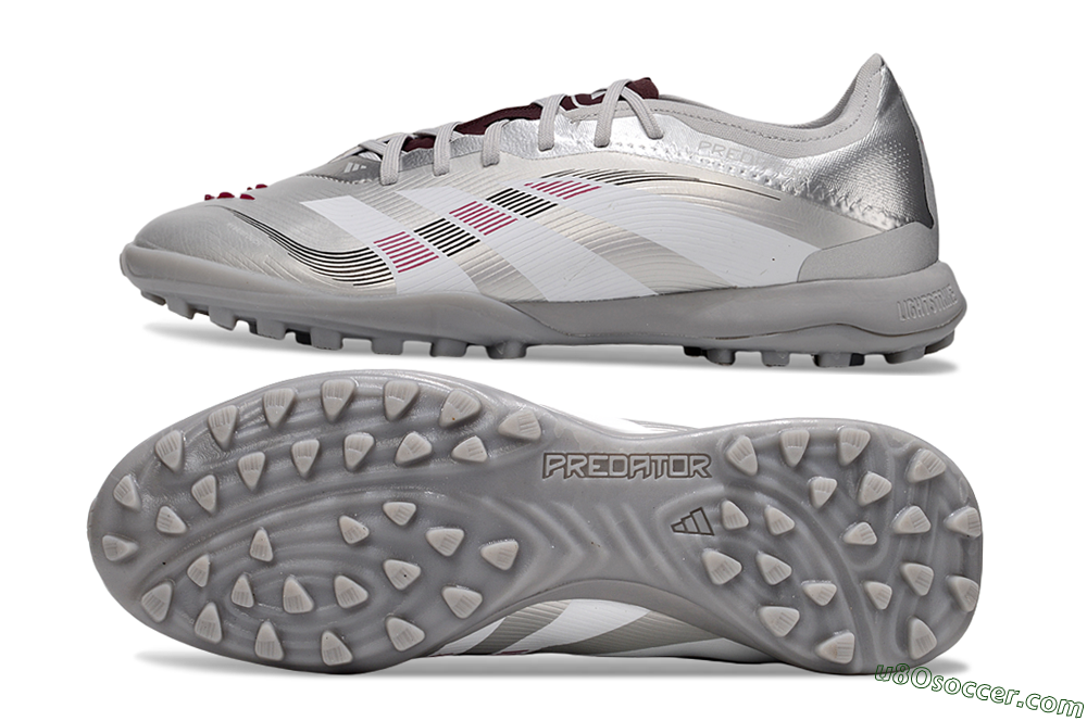 Adidas Predator 25 Elite TF Artificial Turf Soccer Shoes - Silver/White/Red 0
