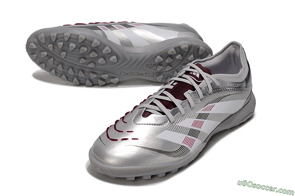 Adidas Predator 25 Elite TF Artificial Turf Soccer Shoes - Silver/White/Red 3