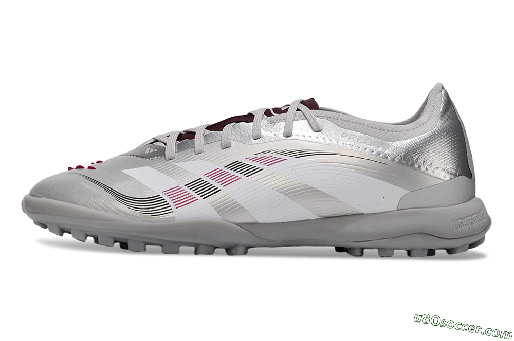 Adidas Predator 25 Elite TF Artificial Turf Soccer Shoes - Silver/White/Red 2