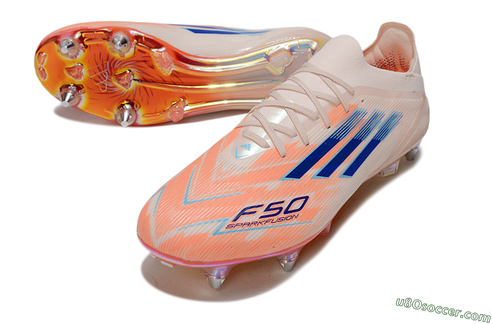Adidas F50 Elite SG Soft Ground Soccer Cleats - Pink/Blue/Gold 3