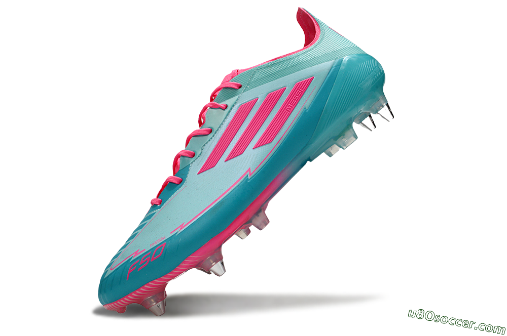Messi x Adidas F50 Elite SG Soft Ground Soccer Cleats - Jade/Pink 5