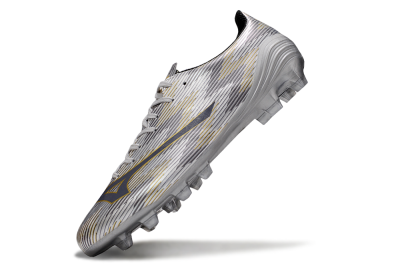 Mizuno Alpha Beta FG Firm Ground Soccer Cleats - Silver/Grey/Gold