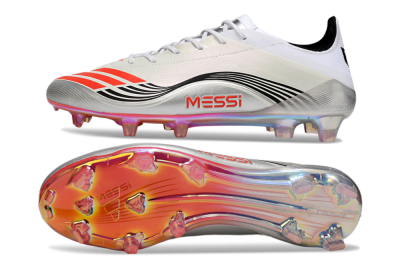 Messi x Adidas F50 Elite FG Firm Ground Soccer Cleats - Silver/Red/Black