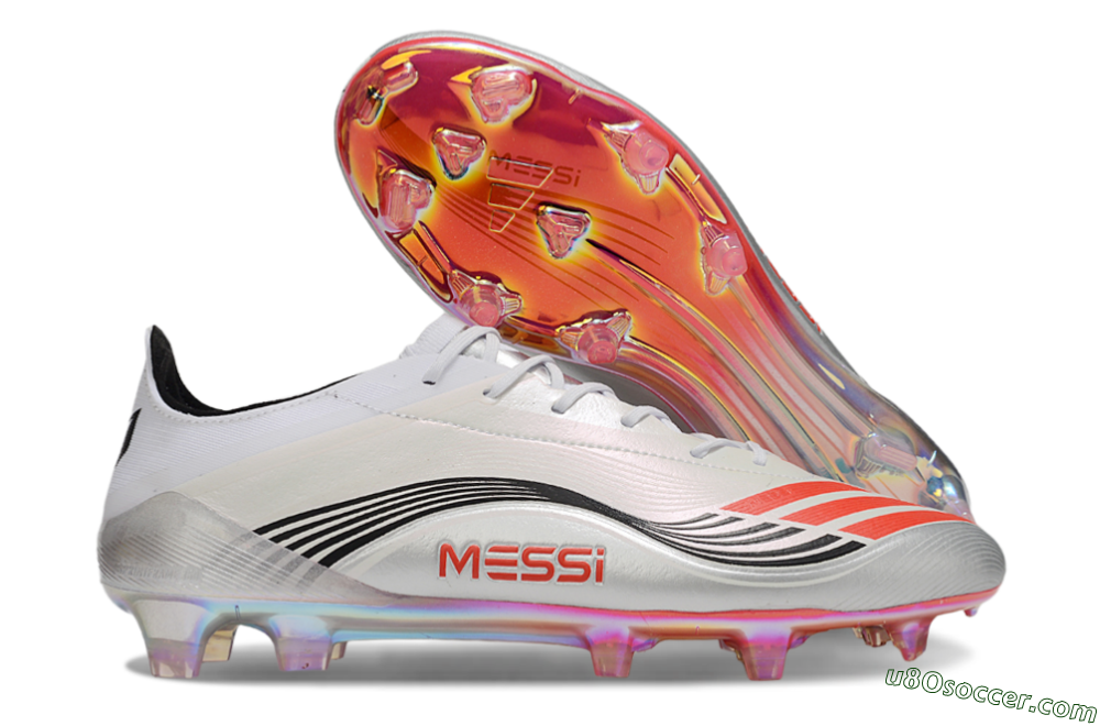 Messi x Adidas F50 Elite FG Firm Ground Soccer Cleats - Silver/Red/Black 1