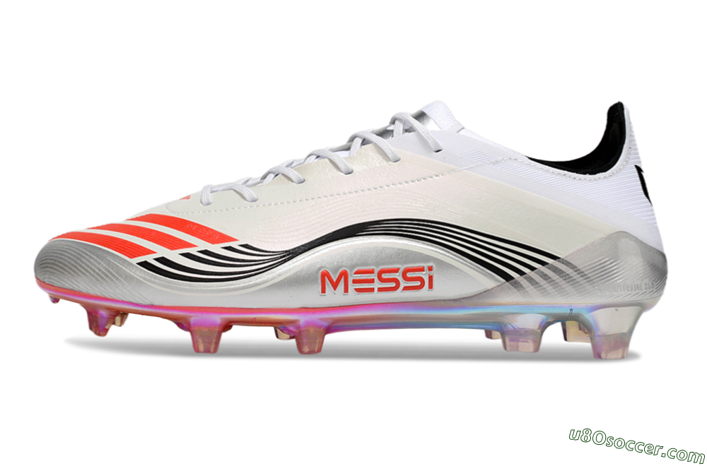 Messi x Adidas F50 Elite FG Firm Ground Soccer Cleats - Silver/Red/Black 2