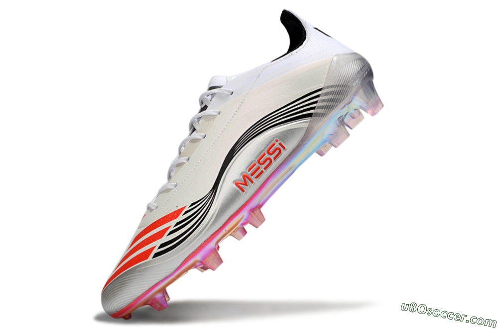 Messi x Adidas F50 Elite FG Firm Ground Soccer Cleats - Silver/Red/Black 5