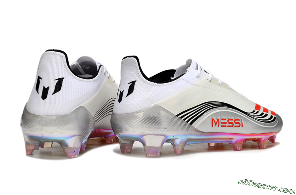 Messi x Adidas F50 Elite FG Firm Ground Soccer Cleats - Silver/Red/Black 6