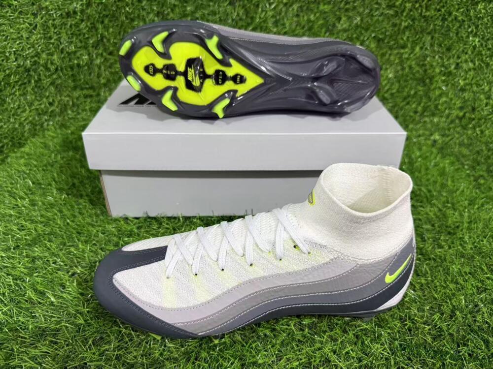 Nike Air Zoom Mercurial Superfly 10 Elite FG Firm Ground Soccer Cleats - White/Grey/Black 11