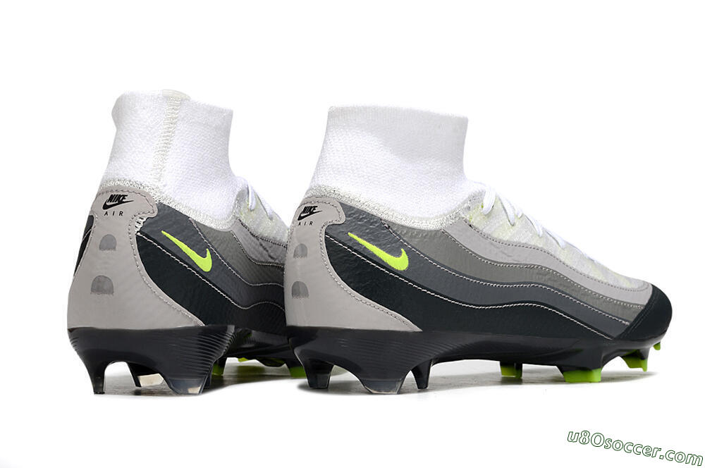 Nike Air Zoom Mercurial Superfly 10 Elite FG Firm Ground Soccer Cleats - White/Grey/Black 7