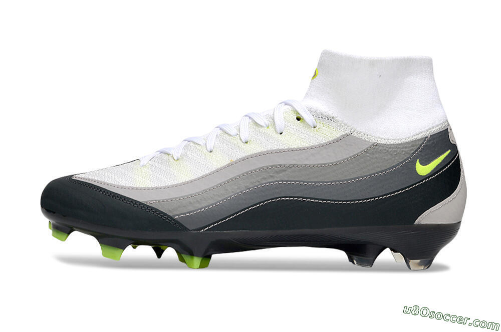Nike Air Zoom Mercurial Superfly 10 Elite FG Firm Ground Soccer Cleats - White/Grey/Black 2