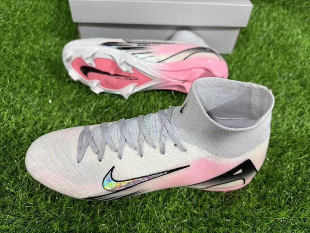 Nike Air Zoom Mercurial Superfly 10 Elite FG Firm Ground Soccer Cleats - White/Pink/Silver 12