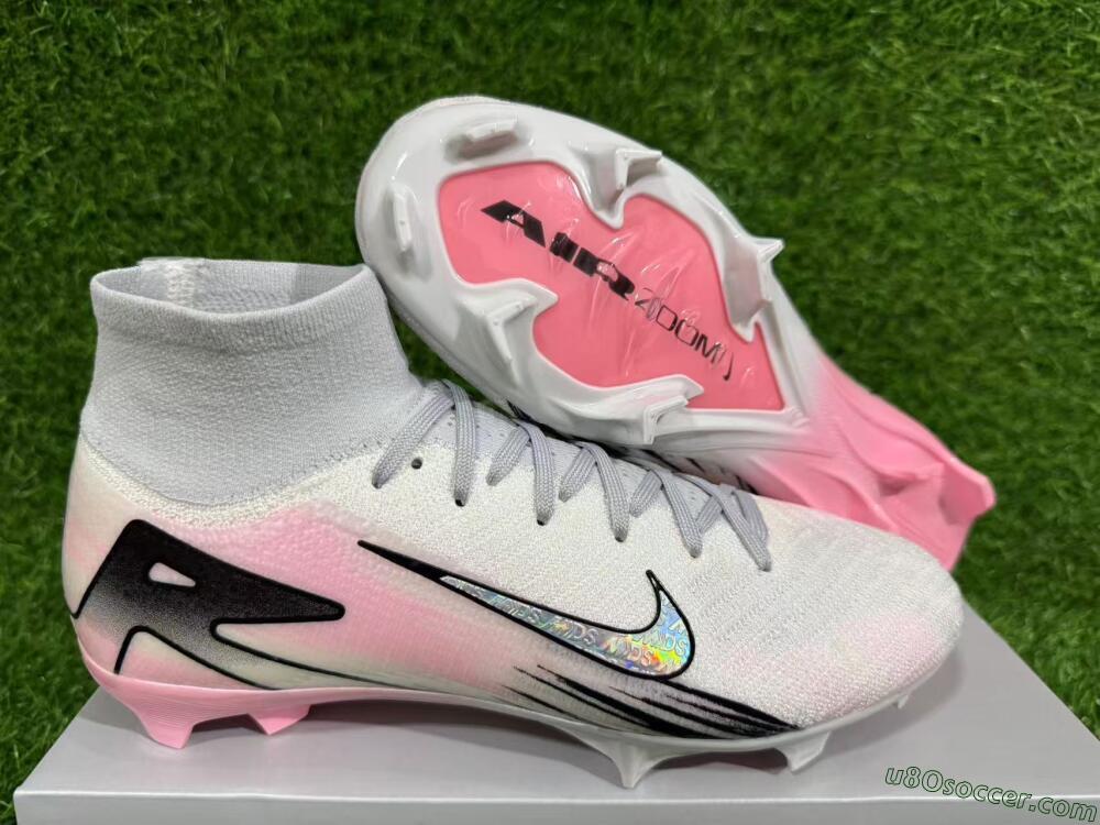 Nike Air Zoom Mercurial Superfly 10 Elite FG Firm Ground Soccer Cleats - White/Pink/Silver 13