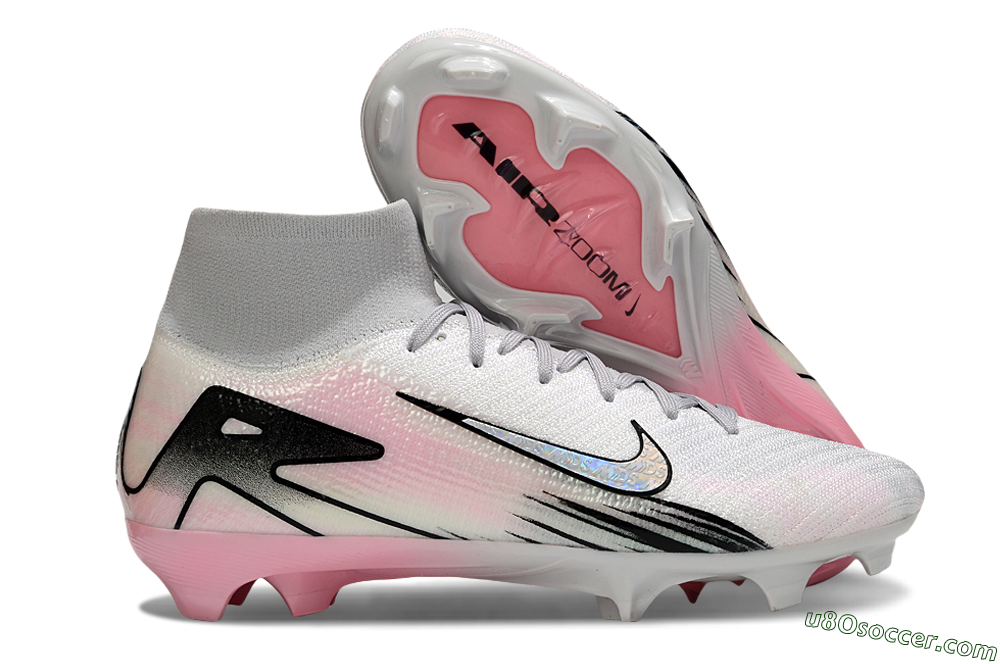 Nike Air Zoom Mercurial Superfly 10 Elite FG Firm Ground Soccer Cleats - White/Pink/Silver 1