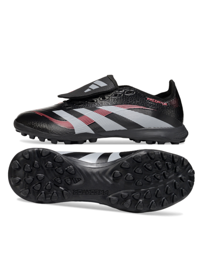Adidas Predator 25 Elite Foldover Tongue TF Artificial Turf Soccer Shoes - Black/Silver/Red