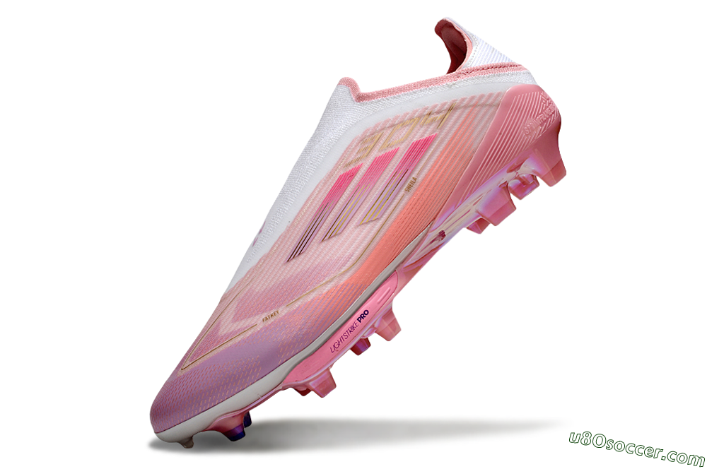 Adidas F50+ Elite Laceless FG Firm Ground Soccer Cleats - Pink/White/Gold 6