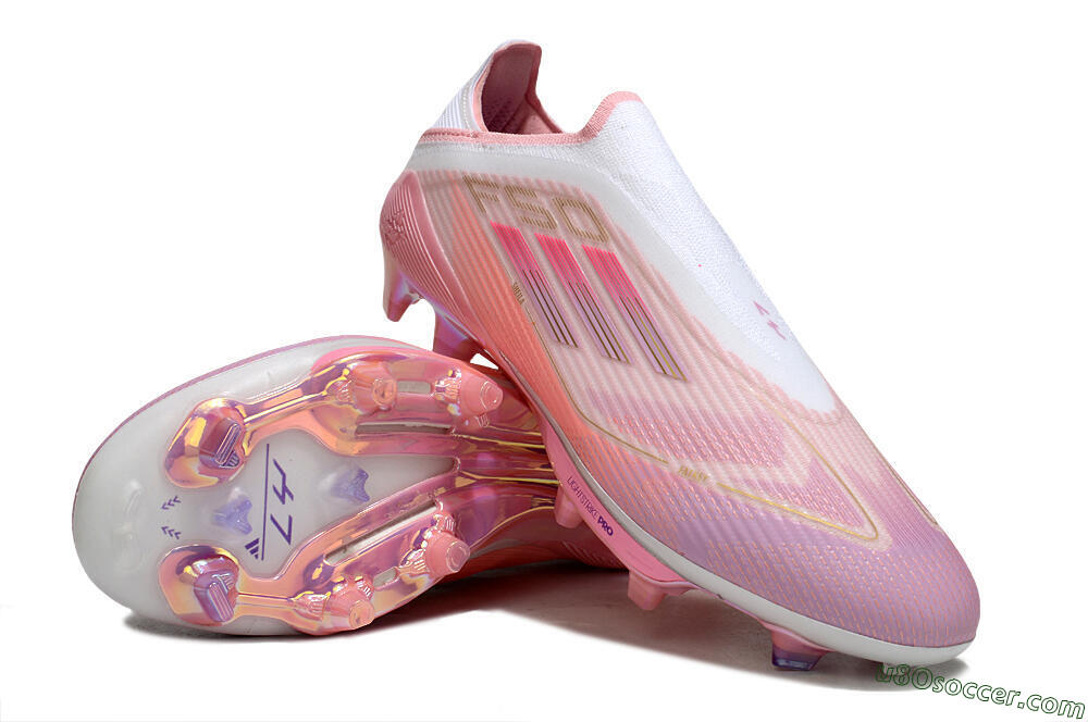 Adidas F50+ Elite Laceless FG Firm Ground Soccer Cleats - Pink/White/Gold 4
