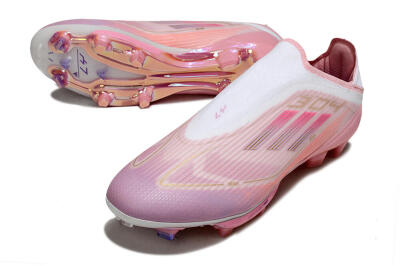 Adidas F50+ Elite Laceless FG Firm Ground Soccer Cleats - Pink/White/Gold
