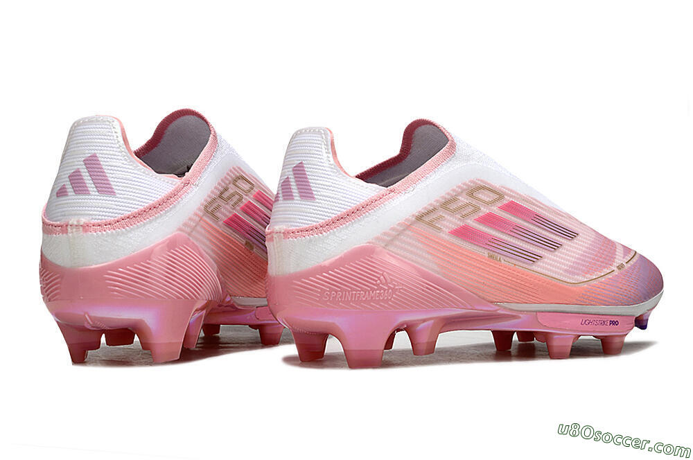 Adidas F50+ Elite Laceless FG Firm Ground Soccer Cleats - Pink/White/Gold 7