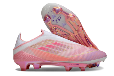 Adidas F50+ Elite Laceless FG Firm Ground Soccer Cleats - Pink/White/Gold