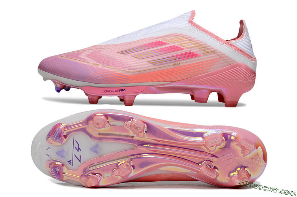 Adidas F50+ Elite Laceless FG Firm Ground Soccer Cleats - Pink/White/Gold 0