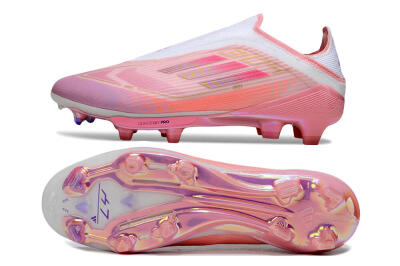 Adidas F50+ Elite Laceless FG Firm Ground Soccer Cleats - Pink/White/Gold