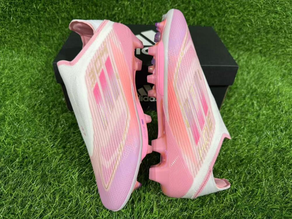 Adidas F50+ Elite Laceless FG Firm Ground Soccer Cleats - Pink/White/Gold