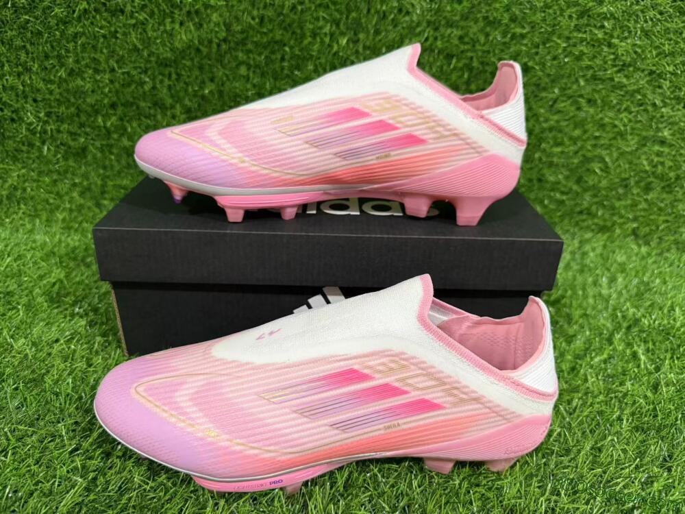 Adidas F50+ Elite Laceless FG Firm Ground Soccer Cleats - Pink/White/Gold